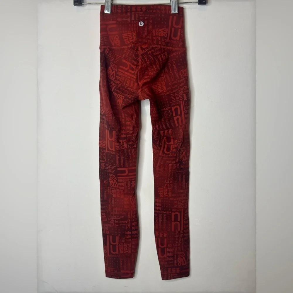 Lululemon size 0 Wunder Train HR Tight Red Logo Ombre Leggings Full Length LLBR